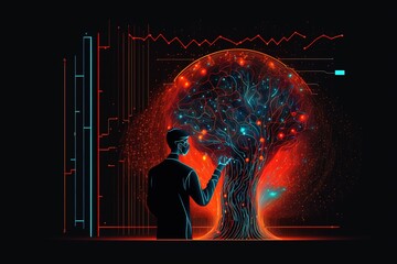 Wall Mural - big data technology and data science. data scientist querying, analysing and visualizing complex dat