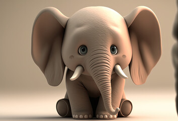 Poster - 3D Animation Elephant Sitting