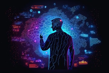Wall Mural - big data technology and data science. data scientist querying, analysing and visualizing complex dat