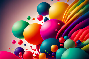 abstract background of 3d colorful balls. 3d illustration. Generative AI