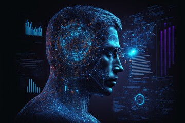 Wall Mural - big data technology and data science. data scientist querying, analysing and visualizing complex dat