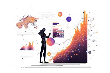 Wall Mural - big data technology and data science. data scientist querying, analysing and visualizing complex dat
