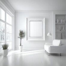 Frame Mockup In Modern Home Interior Background, 3d Render