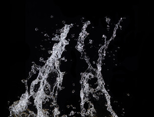 Poster - Water splash isolated on black background