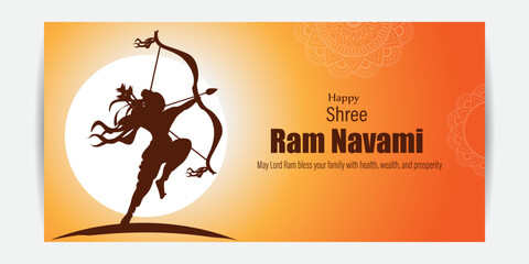 Wall Mural - Vector illustration concept of Spring Hindu festival Shree Ram Navami wishes greeting