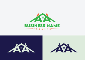 Poster - Letter AA logo design vector template, AA letter real estate logo