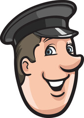 Wall Mural - cartoon smiling chauffeur face - PNG image with transparent background