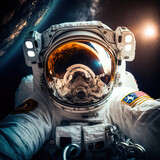 The Man on the Moon. Space Expedition. Rocket flight into space. Generative AI.