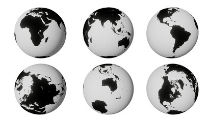 Wall Mural - 3d rendering, planet earth globe, isolated on transparent background - png format.