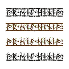 Norse viking runes wooden text