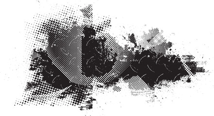 Wall Mural - Glitch distorted grungy banner . Noise destroyed background . Trendy defect   . Glitched collage .Grunge textured . Distressed effect .Vector shape.  halftone dots . Screen print texture
