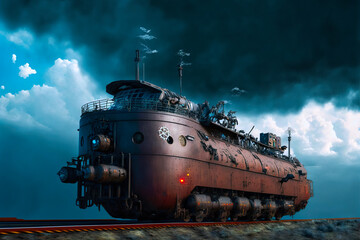 Wall Mural - dieselpunk armoured war train