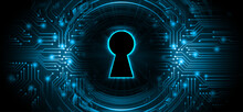Closed Padlock On Digital Background, Cyber Security