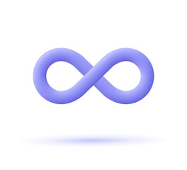 Endless infinity sign. 3d vector icon. Cartoon minimal style.