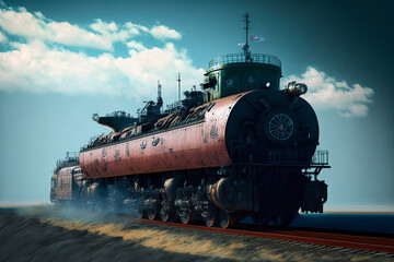 Wall Mural - dieselpunk armoured war train