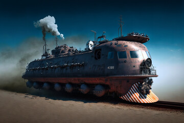 Wall Mural - dieselpunk armoured war train
