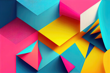 Wall Mural - colorful abstract background wallpaper with geometric structures in clashing colors (generative ai)