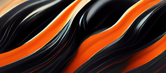 Wall Mural - black orange wave texture marble background with Generative AI Technology