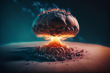 Wall Mural - concept of atomic bomb blast on surface of earth