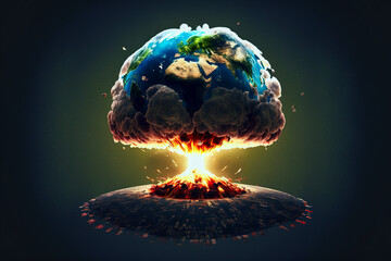 Wall Mural - concept of atomic bomb blast on surface of earth