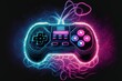 © losmostachos - Abstract joypad, game controller retro vaporwave design with raylights  - Generative ai