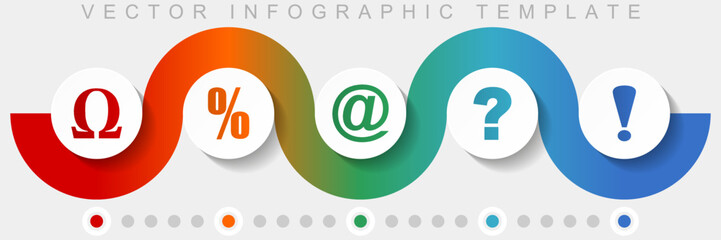 Fototapete - Symbols infographic vector template with icon set, miscellaneous icons such as omega, percent, at, question mark and exclamation sign for webdesign and mobile applications