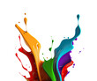 © KsanaGraphica - Rainbow splash wave. Colorful paint splash. Isolated design element on the transparent background.  Generative AI.