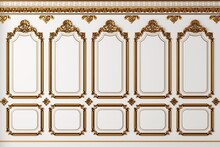 Classic Wall Of White And Gold Wood Panels