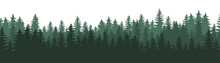 Forest Blackforest Vector Illustration Banner Landscape Panorama - Green Silhouette Of Spruce And Fir Trees, Isolated On White Background