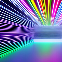 Wall Mural - AI-Generated, abstract colorful background, bright neon rays, and glowing lines. Pink, yellow, blue, and white creative wallpaper