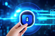 © Mine - Hand holding a lock representing cybersecurity and privacy