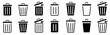 Set of trash cans icons. Trash bin. Bin icon. Trash can open icon. Trash can sign. Office trash icon. Vector illustration