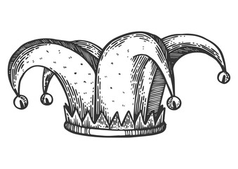 Wall Mural - Jester hat engraving PNG illustration with transparent background