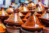 Fototapeta Natura - Handmade Tajine pot sold on street of Fez, Morocco, Africa