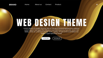 Wall Mural - landing page design with 3d elements for business web