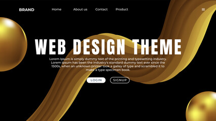 Wall Mural - landing page design with 3d elements for business web