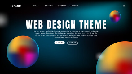 Wall Mural - landing page design with 3d elements for business web