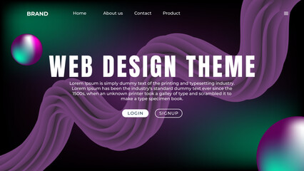 Wall Mural - landing page design with 3d elements for business web