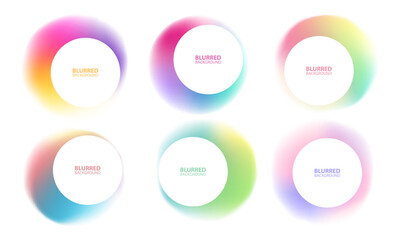 Wall Mural - blurred round shapes and white circles. set of abstract backgrounds with soft color gradient round s