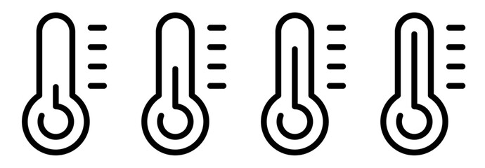 Wall Mural - Temperature icon set. Thermometer showing the temperature symbol. Weather sign. Temperature scale line icon. Warm and cold symbol - stock vector.