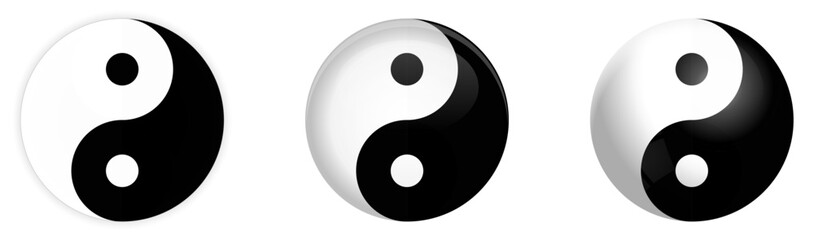 Wall Mural - Simple black and white yin yang symbol, flat, dome or sphere version