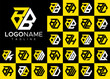 Set of modern line hexagon initial B BB letter logo design