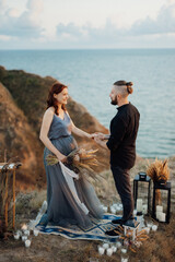 Wall Mural - wedding ceremony of a girl and a guy on high hills