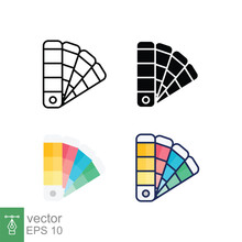Color Palette Icon In Different Style. Colored And Black Color Chart Vector Icons Designed In Filled Outline, Line, Glyph And Solid Style. Vector Illustration Isolated On White Background. EPS 10.