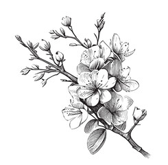 Canvas Print - Cherry blossom sketch hand drawn in doodle style illustration