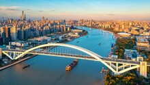 Urban Environment Of Lupu Bridge In Shanghai, China