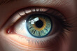 Human eye with detailed iris in color, Generative Ai
