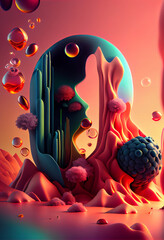 Poster - Beautiful abstract surreal art concept, contemporary colors and mood social background.	