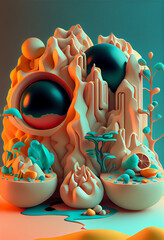 Poster - Beautiful abstract surreal art concept, contemporary colors and mood social background.	