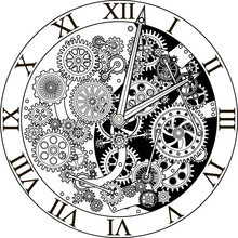 Retro Clock Mechanism. Clockwork Illustration. Vintage Gears